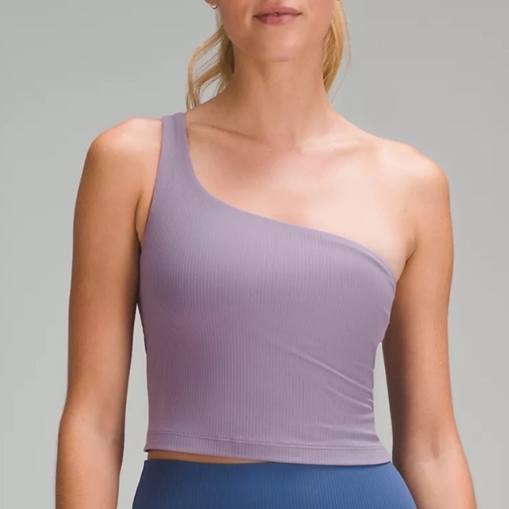 LULULEMON Ribbed Nulu Asymmetrical Yoga Tank Top | Purple Ash | Size 6